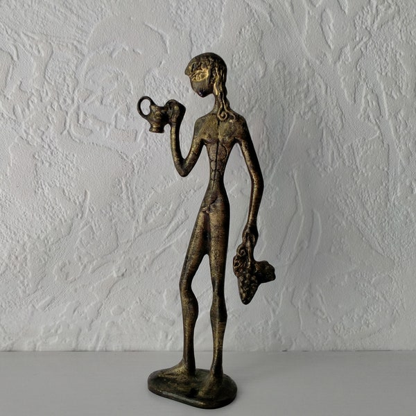 Dionysos (Bacchus) dieu grec ancien. vintage Statuette grecque originale en bronze. Hauteur 18 cm / 7,08 pouces