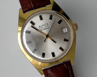 Exacta Poljot 2616.1N Automatic. Gold Plated AU20. Original Vintage USSR/Sweden Luxury Watch. 1970s