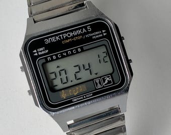 Elektronika 5 29367 Chronograph Melody Alarm. Rare Melodies. Original Vintage Soviet Digital Watch. 1980s
