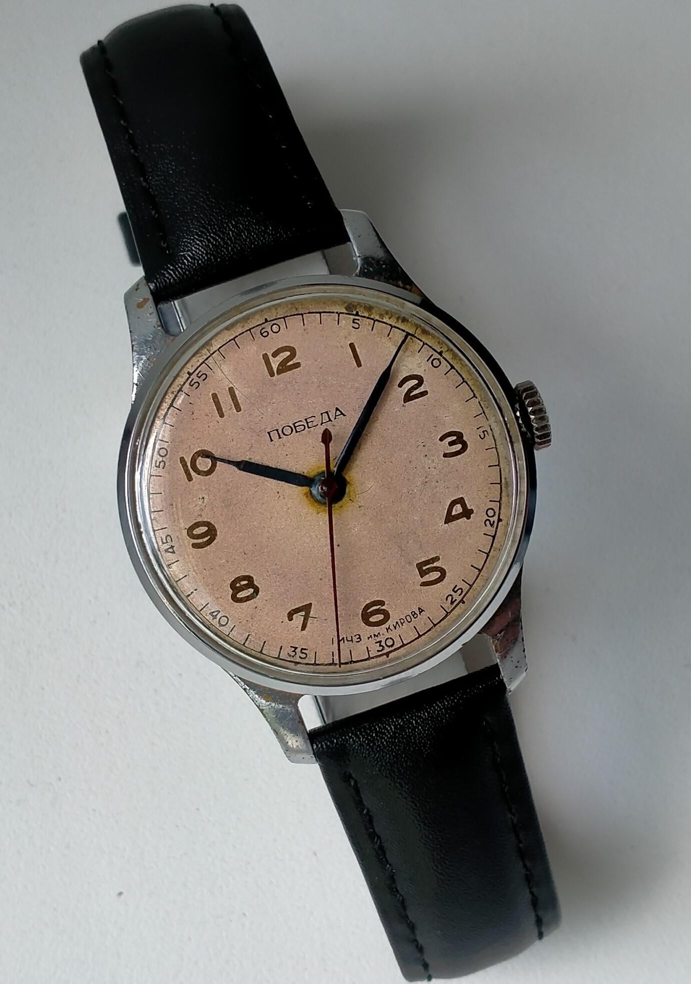 Pobeda Kirovskie 2608. Vintage Original Soviet Classic Mechanical Watch. 1 MChZ 1954