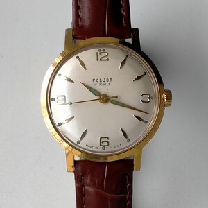 Poljot 2409. Ultra Rare Model 123145. Gold Plated AU20. Original Vintage Soviet Mechanical Classic Luxury Watch. 1960s image 2