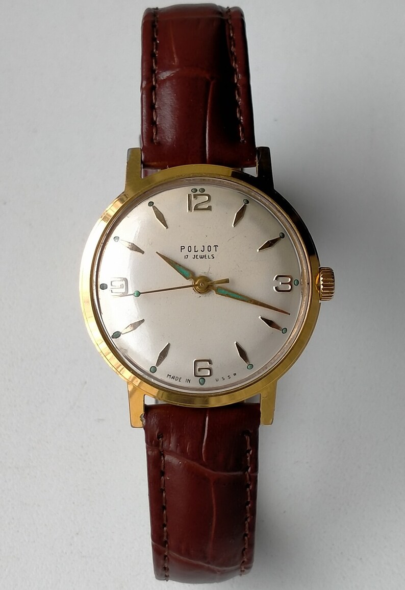 Poljot 2409. Ultra Rare Model 123145. Gold Plated AU20. Original Vintage Soviet Mechanical Classic Luxury Watch. 1960s image 2