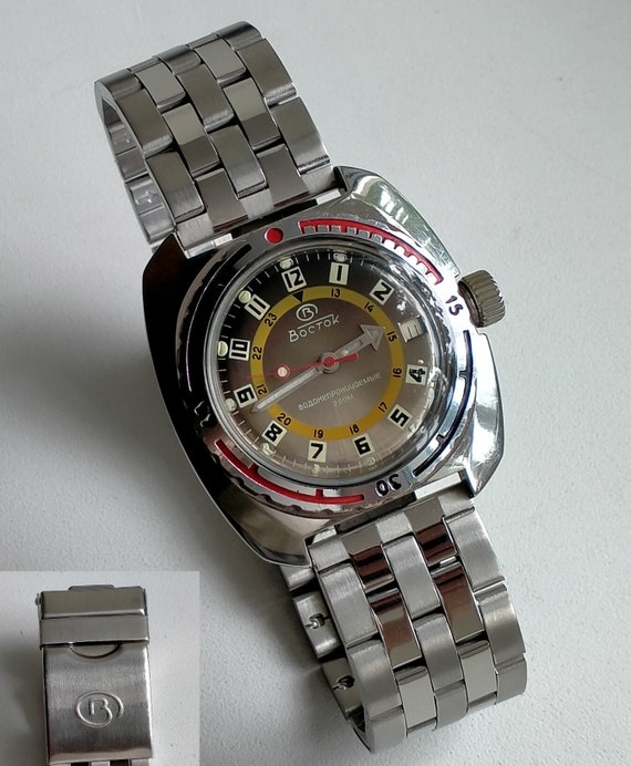 Buy Vostok 2416B Automatic Ministerial. Amphibian/diver Watch. Original  Bracelet. Original Vintage Mechanical Water Resistant Big Watch. 1990s  Online in India 