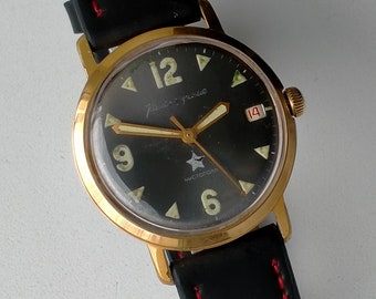 Komandirskie Vostok 2234. Verguld AU20. Zeldzaam model. Vintage volledig origineel militair horloge van de Sovjet-officier. Jaren 60