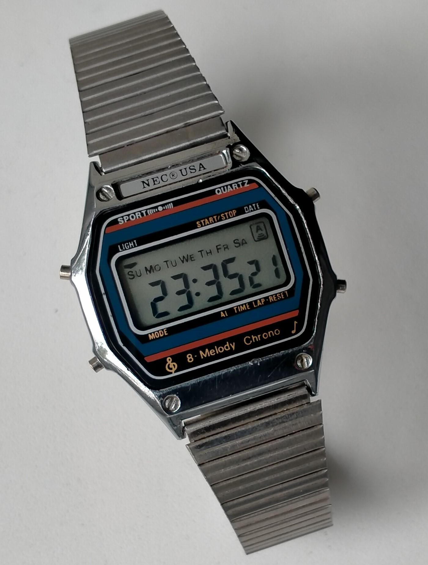 NEC USA P-18 Chronograph Melody Alarm. Vintage Original Digital