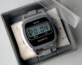 NOS PRIM Quartz (Elektronika 5 B6-204A) Full Set. Vintage Original Czechoslovakian Rare Digital Watch. 1985