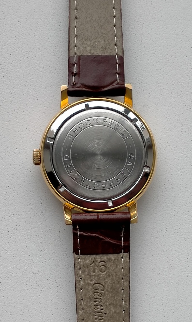 Poljot 2409. Ultra Rare Model 123145. Gold Plated AU20. Original Vintage Soviet Mechanical Classic Luxury Watch. 1960s image 8