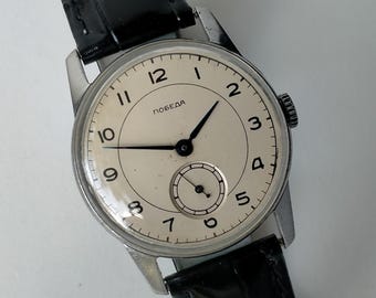 Pobeda ZIM 2602. Klasyczny, radziecki mechaniczny zegarek na co dzień, z lat 70. XX wieku.