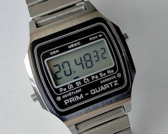 PRIM Quartz (Elektronika 5 30353 206). Vintage Original Czechoslovakian Rare Digital Watch. 1980s