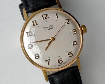 Poljot 2609. Verguld AU20. Zeldzaam model. Vintage originele Sovjet-mechanische klassieke luxe horloge. Jaren 60