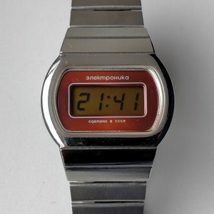 Elektronika 3049 B6-02 TV Design. Stainless Steel Case. Original Box. Rarest Original Vintage Soviet Digital Watch. 1980 image 2