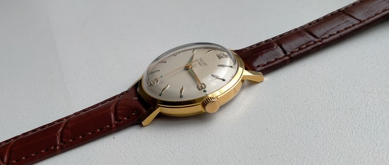 Poljot 2409. Ultra Rare Model 123145. Gold Plated AU20. Original Vintage Soviet Mechanical Classic Luxury Watch. 1960s image 4
