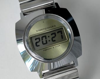 Elektronika 5 3049 (B6-02). Originele armband Elektronika. Volledig origineel vintage Sovjet eerste digitale horloge. 1977
