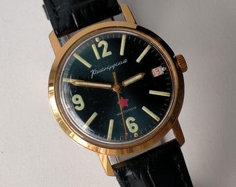 Komandirskie Wostok 2214 Hacking/2234. Model 283174. Pozłacany AU20. Oryginalny, zabytkowy radziecki zegarek oficerski. Lata 70.