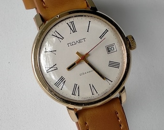 Poljot 2616.2N Automatic. Gold Plated AU1. Original Vintage Soviet Mechanical Classic Watch. Early 1980s