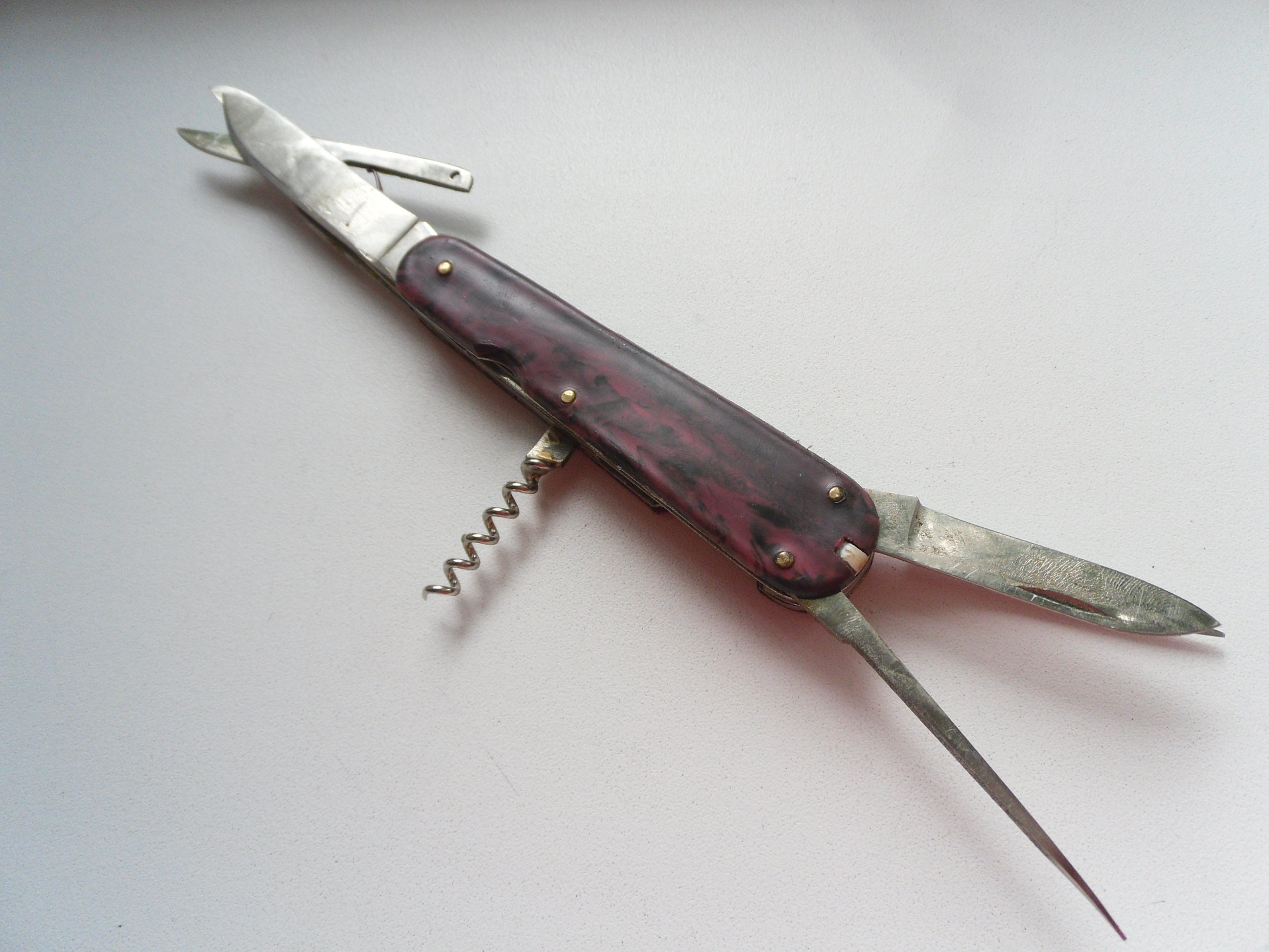 Vintage Folding Knife / Multitool in Cover. Original Etsy