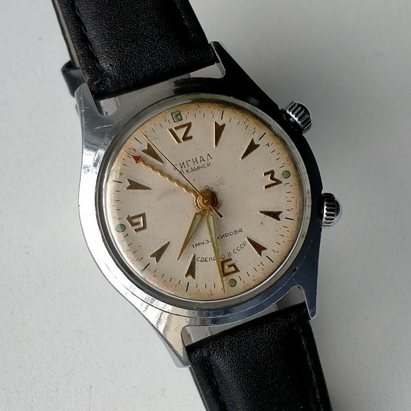 Signal Poljot 2612.1 Vintage Fully Original Soviet Watch with Mechanical Alarm. 1960s