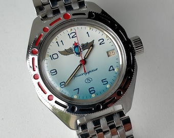 Komandirskie Vostok 2416B Automático. Aviador. Reloj original vintage de cuerda automática resistente al agua. década de 1990