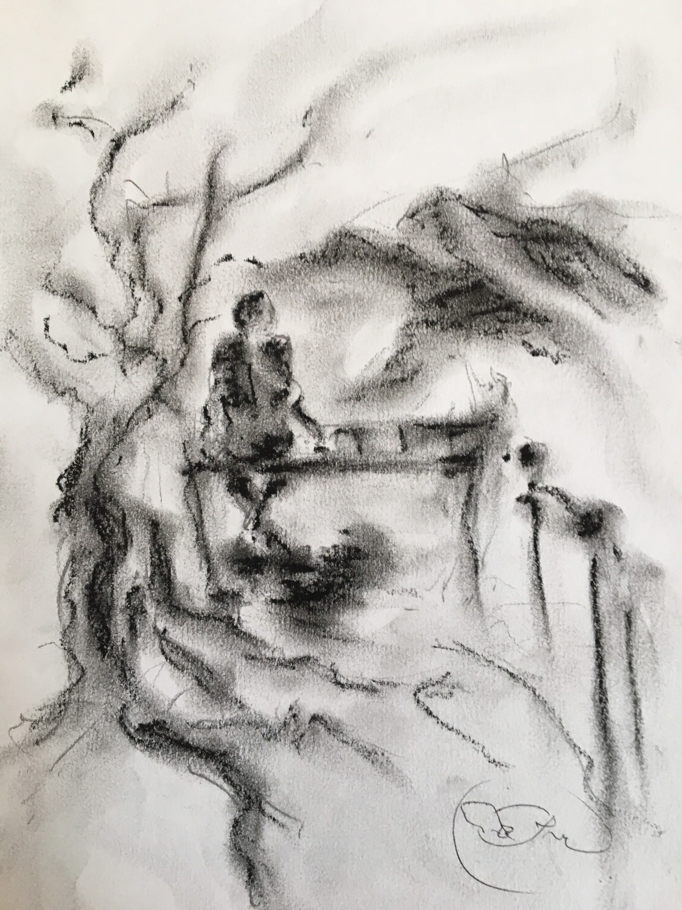 Original charcoal drawing untitled size 8x6inches Etsy