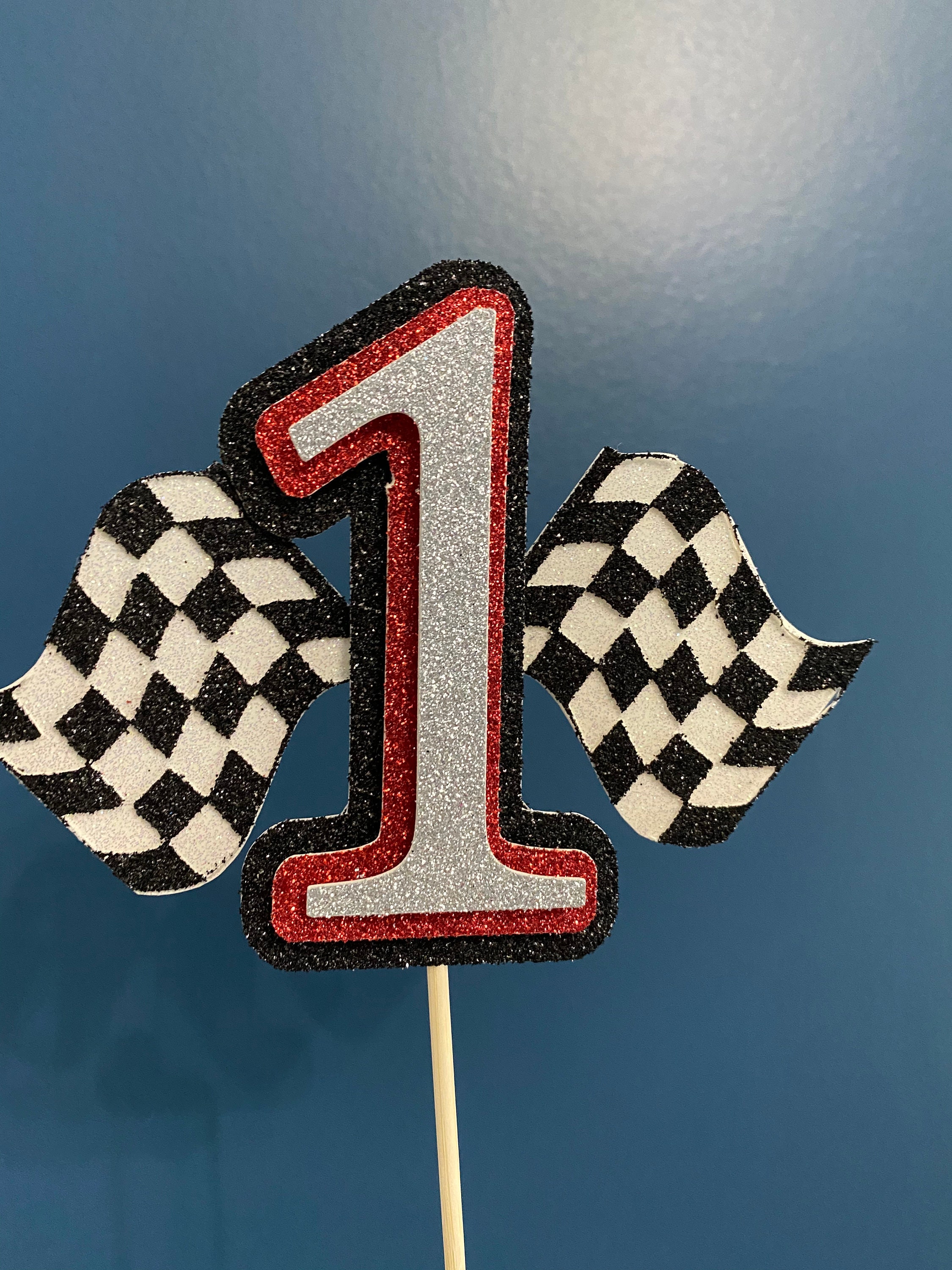 Checkered Flag Cake Topper | Etsy