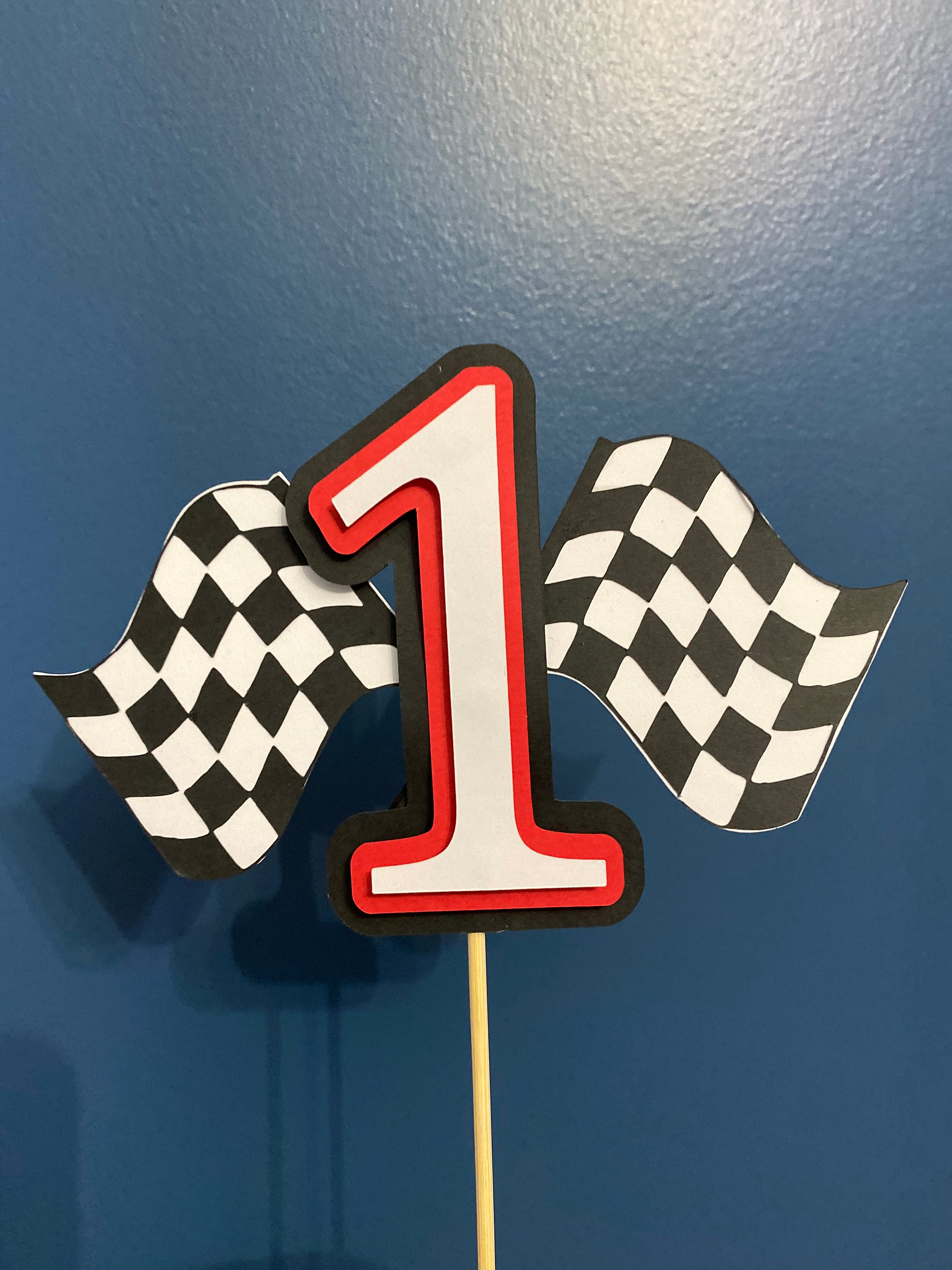 Checkered Flag Cake Topper | Etsy