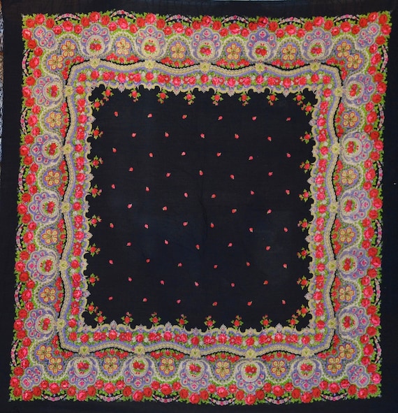 VINTAGE shawl Pavlovo Posad shawl Russian shawl Ru