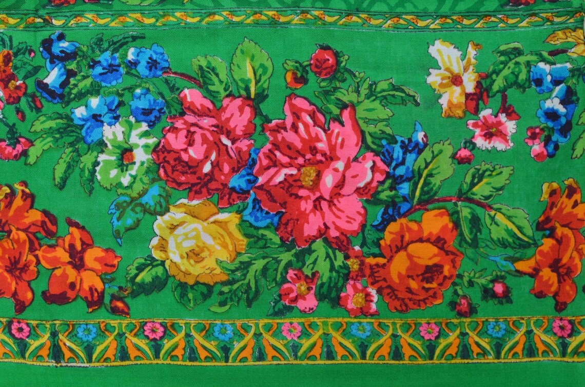 VINTAGE Russia shawl Russia blanket Pavlovo Posad throw Etsy