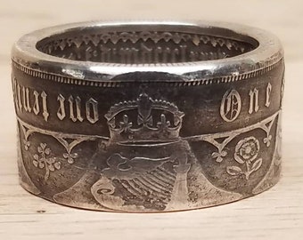 AUTHENTIC 1885 Florin - Victoria 'Gothic' coin ring