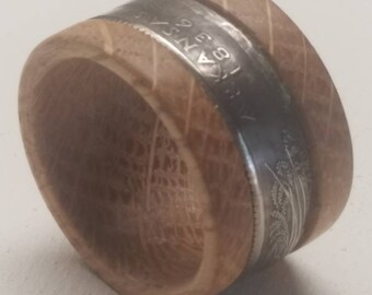 Whiskey Barrel Wood State Quarter Inlay Ring