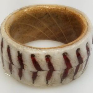 Leather Game Baseball and Maple,Ash, or Birch Bat Ring***Fever Pitch Ring***America&#39;s Pastime Ring