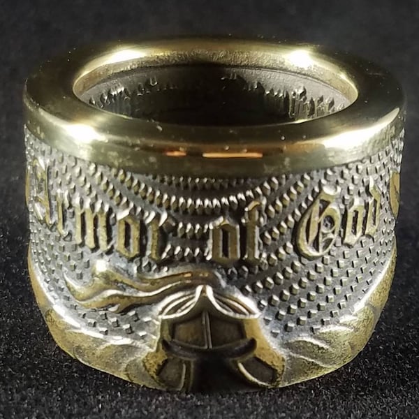 Armor of God Ring*Christian Ring*Bible Verse Ring*Ephesians 6:10-12 Ring*Warriors Ring*Protection Ring*Battle Ring*Military Ring*Biker Ring*