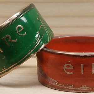 Orange or Green Irish ÉIRE Pingin Coin Ring