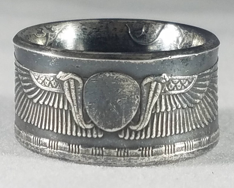 Rare Egyptian Silver Coin Ringsuncobraswings Ringjourney - Etsy