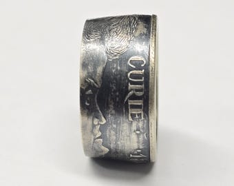 Anillo de moneda de plata de 100 francos Marie Curie