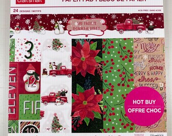 Bloc de papel cartulina navideño Craft Smart de 30 x 30 cm (29 páginas) para álbumes de recortes, técnicas mixtas y creación de tarjetas.