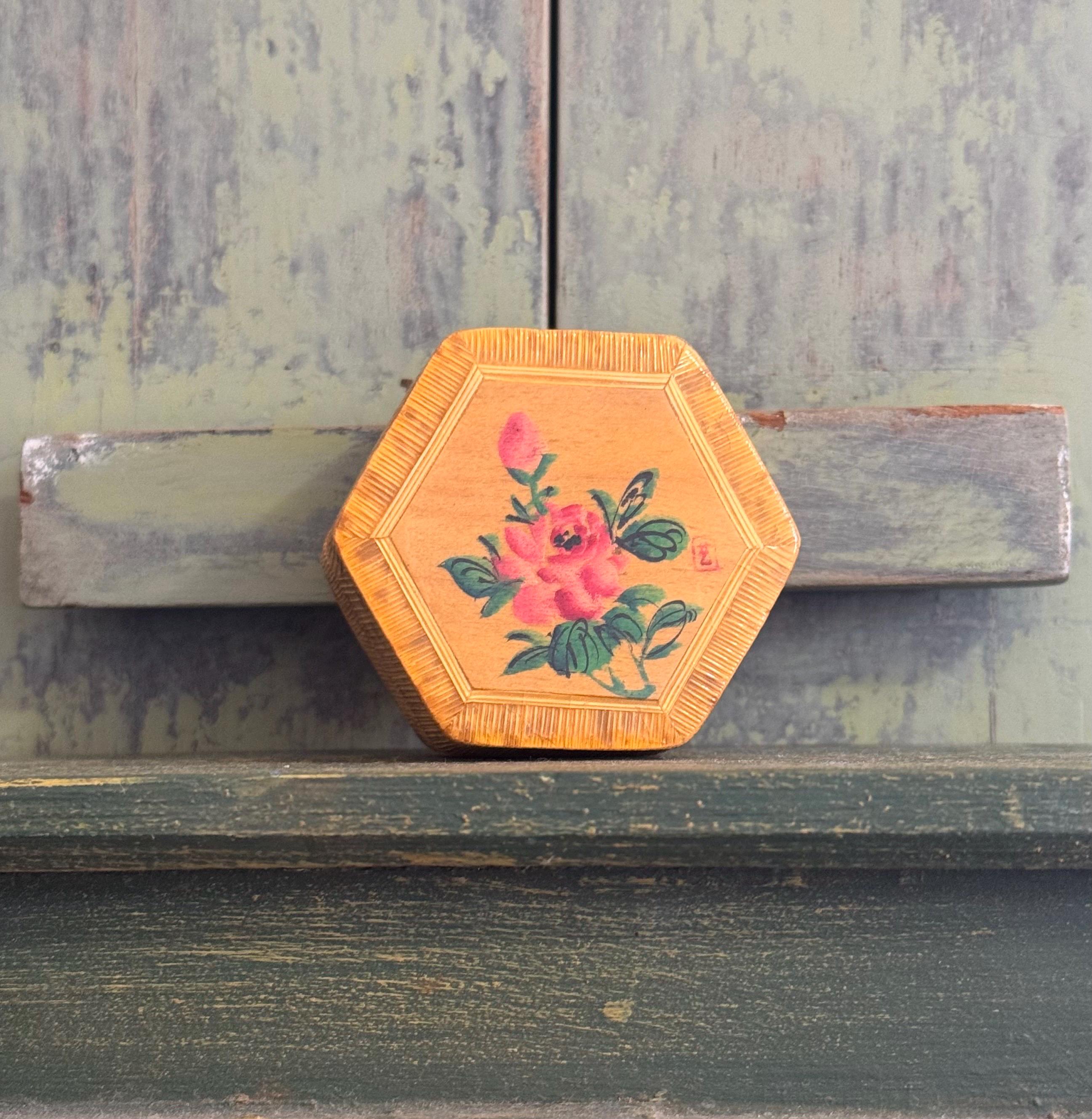 Vintage 1960s 1950s Celluloid Plastic Resin Painted Flower