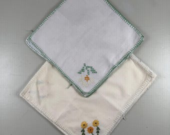 Lote de 8 (2 juegos) Servilletas de algodón vintage, variedad de cortadores, mantelería de algodón vintage, textiles domésticos, ropa de cama bordada y adornada.