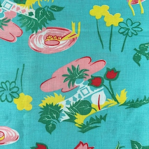 40s Feedsack FQ Vintage Feed Sack Flour Sack Cotton Quilt Fabric Novelty Cottage Core Kitsch
