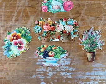 Lot de 6 découpes de papier vintage sur le thème des fleurs et de la faune, pour scrapbooking, junk journal et techniques mixtes. Papier découpé victorien.