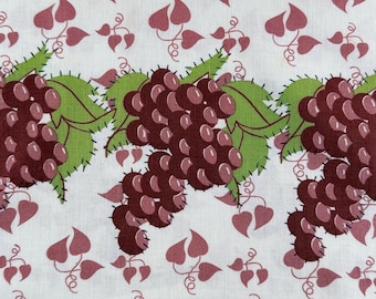 Retalho vintage dos anos 30/40, grande, de saco de ração, saco de farinha, tecido de algodão para patchwork, artesanato, costura, novidade, uvas, doméstico, malva, verde.