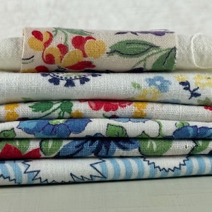 7 pc Scrap Remnant Lot Feedsack Feed Sack Flour Sack Cotton Quilt Fabric Cottage Core Florals