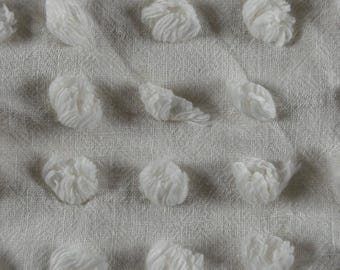 Manta de chenilla blanca vintage de 67 x 52 cm, cortador de piezas para acolchado, reciclaje, puntada lenta, diario de recortes, tela de algodón, manualidades, acolchado, costura