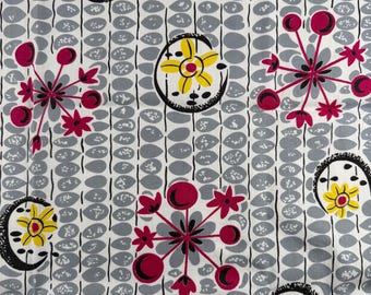 Retazo de tela de algodón vintage de los años 50 y 60, 81 x 66 cm, para acolchado, manualidades, costura, diario creativo, estilo atómico, geométrico, moderno de mediados de siglo.