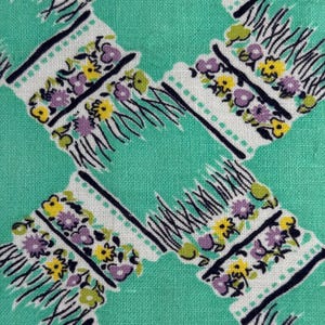 40er Jahre Restposten Futtersack Futtersack Mehlsack Baumwolle Quilt Stoff Slow Stitch Junk Journal Aqua Blau Neuheit Geblümt