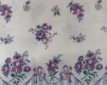 Funda de almohada de tela de algodón estilo saco de pienso vintage con estampado floral morado