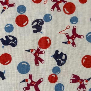 30s 40s FQ Vintage Feedsack Feed Sack Bag Flour Sack Cotton Quilt Fabric Slow Stitch Junk Journal Juvenile Novelty Circus Clowns Elephants