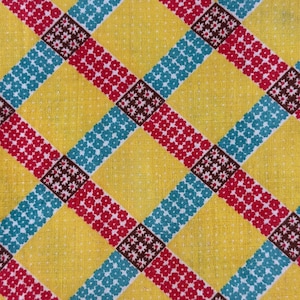 30s 1/3 Feedsack Feed Sack Flour Sack Cotton Quilt Fabric Green Blue Cottage Core Yellow Floral
