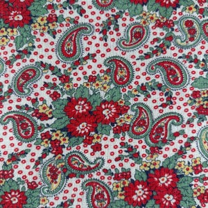 Jaren 40 restant Feedsack Feedsack Feed Sack Meelzak Katoenen quiltstof Slow Stitch Junk Journal Cottage Core Red Paisley Juicy