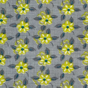 30er Jahre FQ Feedsack Futtersack Mehlsack Baumwolle Quilt Stoff Slow Stitch Junk Journal Cottage Core Chartreuse Grau Floral