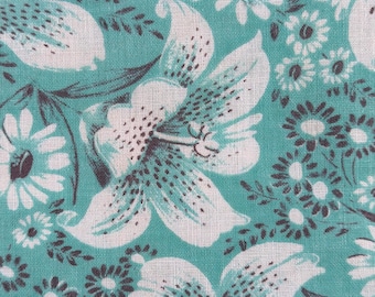 Lote de 2 piezas de retazos de ropa vintage de sacos de pienso, overoles, sacos de pienso, sacos de harina, tela de algodón para acolchado, azul aguamarina, negro, flores silvestres florales